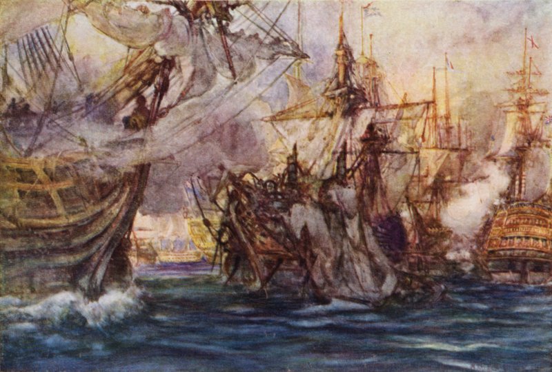 A nílusi csata kezdete, a buzgóság a Guerrier körül alkotó: Arthur David McCormick