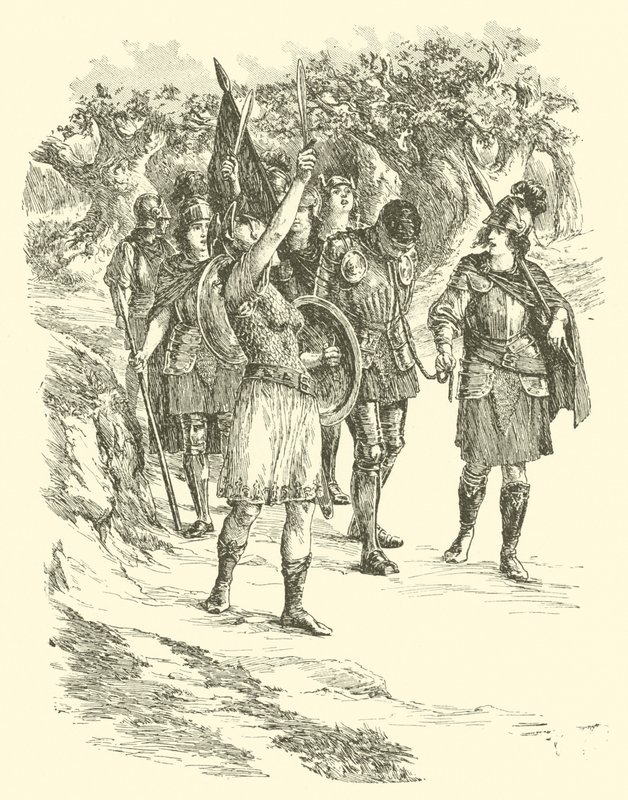 Sir Artegall, az amazonok királynője kalandjai (metszet) alkotó: Arthur George Walker