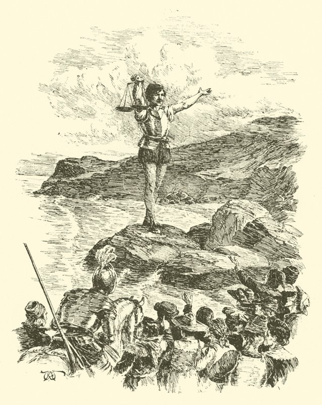 Sir Artegall kalandjai, Az óriás mérleggel (metszet) alkotó: Arthur George Walker