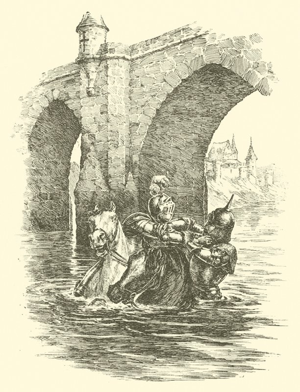 Sir Artegall kalandjai, A szaracén hídja (metszet) alkotó: Arthur George Walker