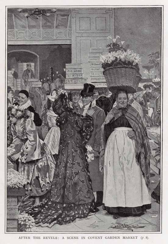 A mulatságok után - jelenet a Covent Garden Marketen alkotó: Arthur Herbert Buckland
