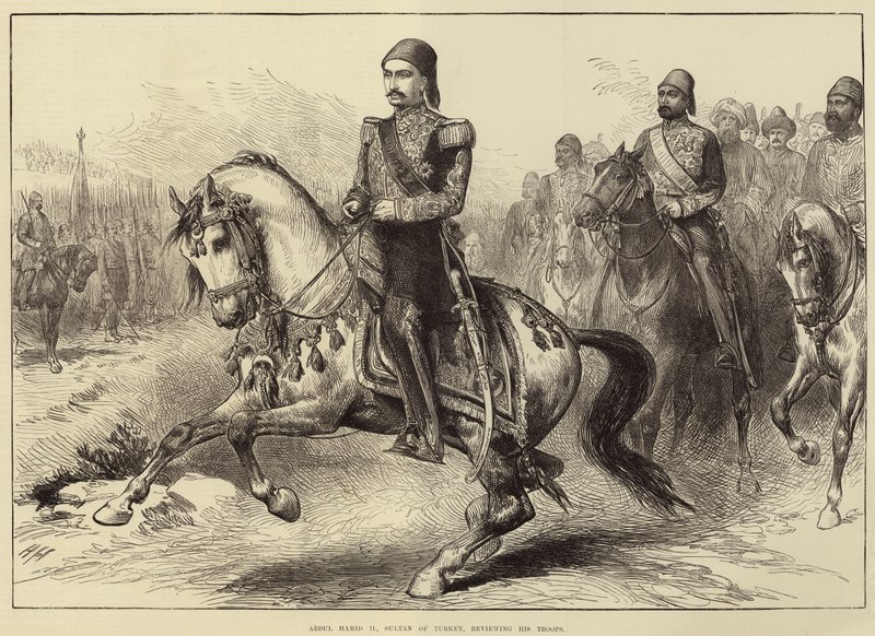 Abdul Hamid, Törökország szultána, áttekinti csapatait alkotó: Arthur Hopkins