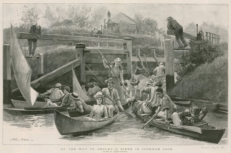 Útban Henley felé – jelenet a Cookham Lockban alkotó: Arthur Hopkins