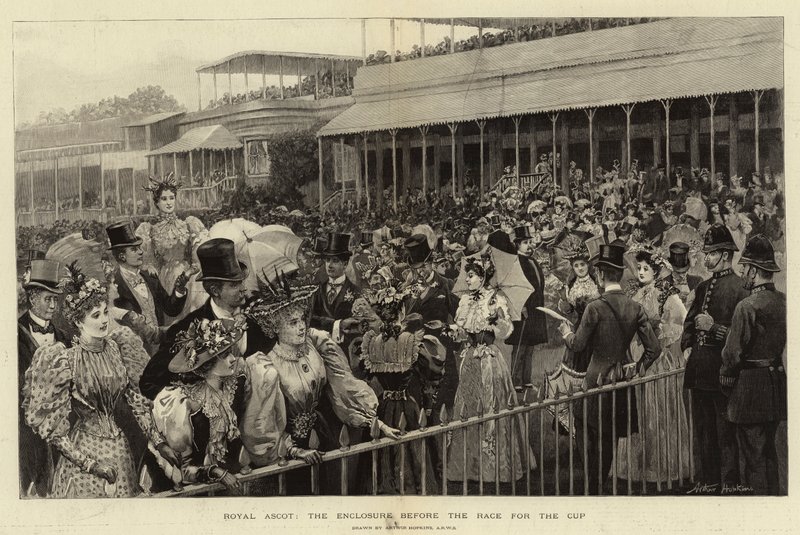 Royal Ascot, az Enclosure a verseny előtt a kupáért alkotó: Arthur Hopkins