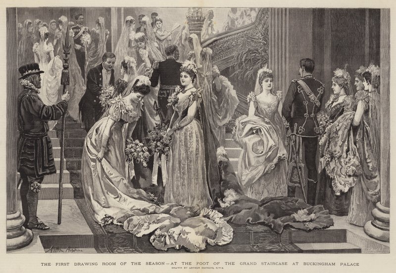A szezon első szalonja, a Buckingham-palota nagy lépcsőjének lábánál alkotó: Arthur Hopkins