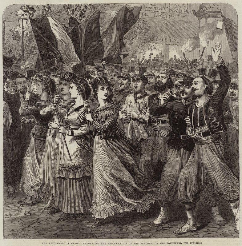 A párizsi forradalom, a köztársaság kikiáltásának ünnepe a Boulevard des Italiens-en alkotó: Arthur Hopkins