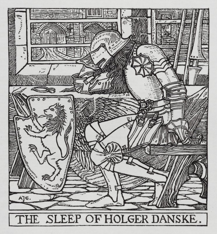 Hans Christian Andersen: Holger Danske (litho) alkotó: Arthur Joseph Gaskin