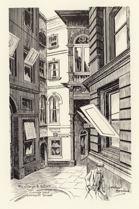 A George  Vulture a George Yardról, Lombard Street (litho) alkotó: Arthur Moreland