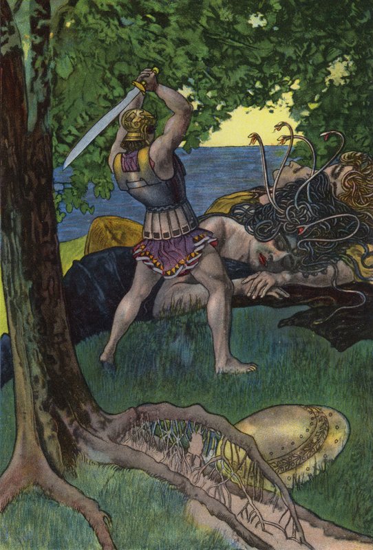 Perseus levágta Medúza fejét (színes litó) alkotó: Artus Scheiner