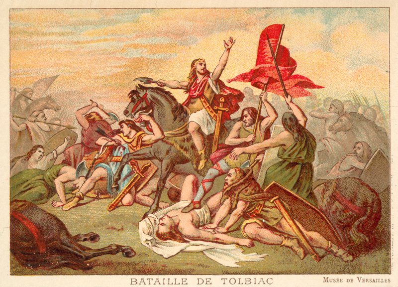 Tolbiaci csata, 496 (chromolitho) alkotó: Ary Scheffer