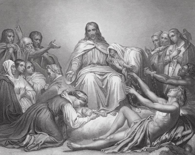Krisztus a Vigasztaló, Lukács, IV. fejezet, 16., 21. vers (metszet) alkotó: Ary (after) Scheffer