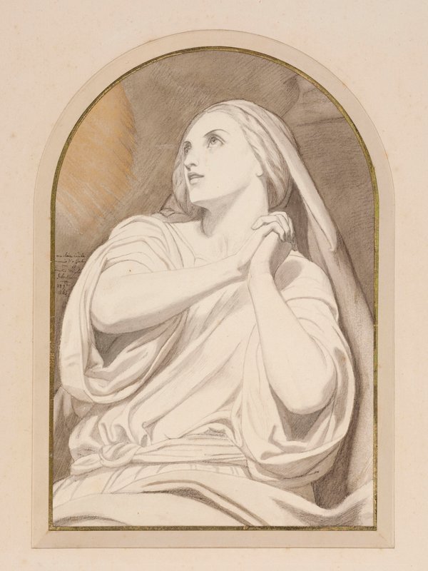 Mária Magdolna extázisban, 1858 körül (ceruza, zsírkréta, akvarell, tus és tus, papír) alkotó: Ary Scheffer