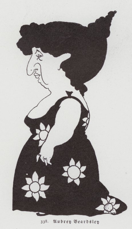 Napraforgó ruhás nő karikatúrája alkotó: Aubrey Beardsley