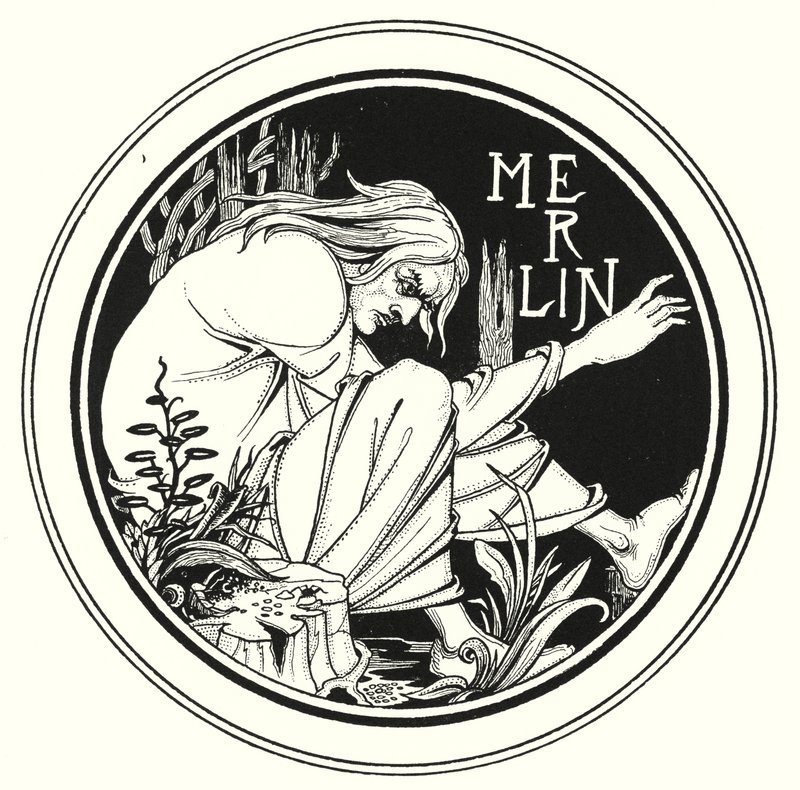 Merlin (metszet) alkotó: Aubrey (after) Beardsley