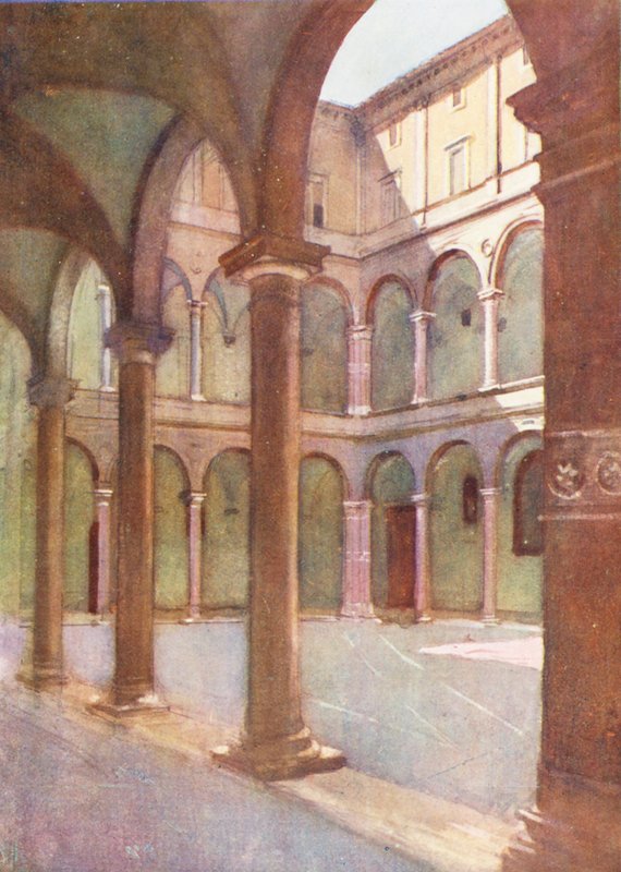 Róma: Cortile of the Cancelleria (színes litográfia) alkotó: Aubrey Waterfield