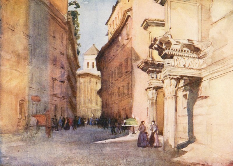 Róma: Nerva fóruma (színes litográfia) alkotó: Aubrey Waterfield