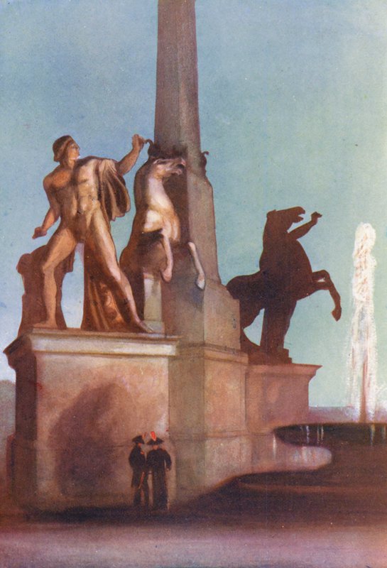 Róma: Monte Cavallo a Quirinál (színes litográfia) alkotó: Aubrey Waterfield
