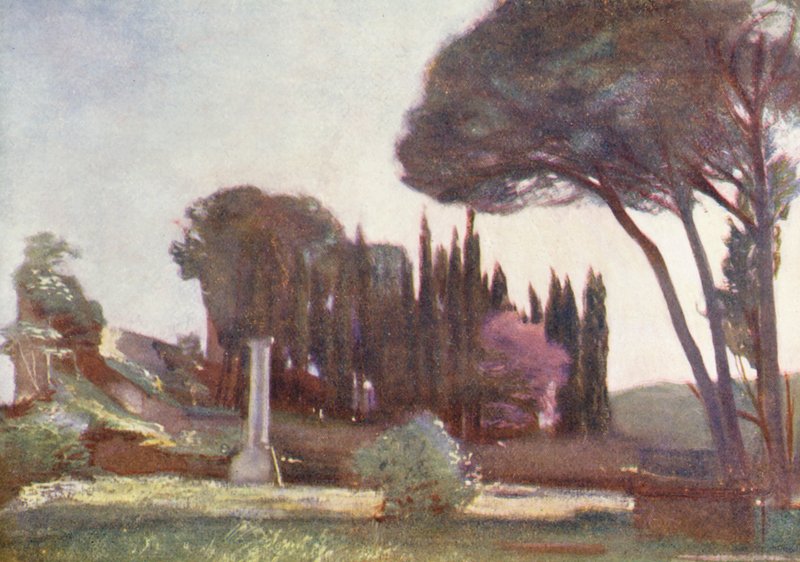 Róma: Róma: Régi angol temető (színes litográfia) alkotó: Aubrey Waterfield