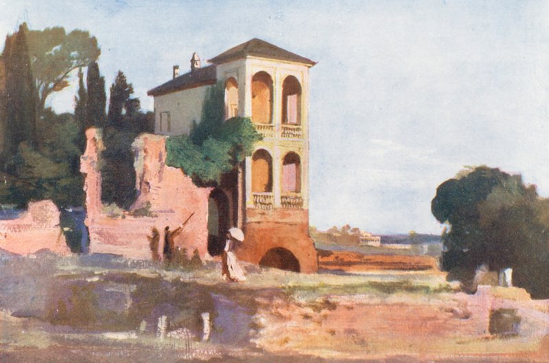 Róma: Villa Mills a Palatinuson (színes litográfia). alkotó: Aubrey Waterfield