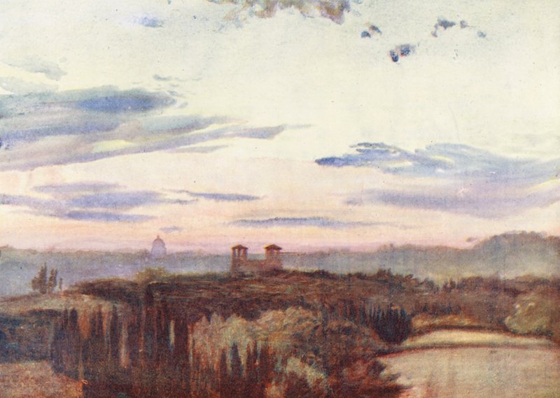 Róma: Péter kupolája (színes litográfia). alkotó: Aubrey Waterfield