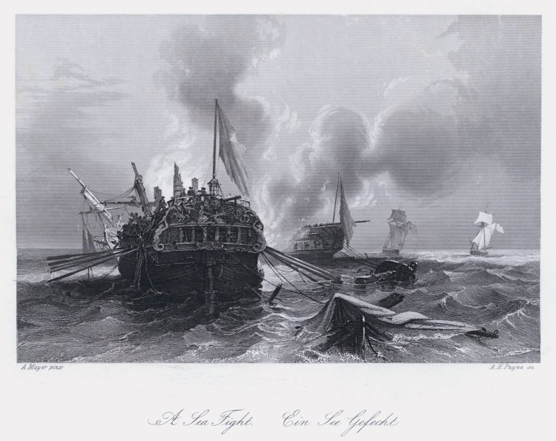 Tengeri harc (metszet) alkotó: Auguste Etienne Francois Mayer