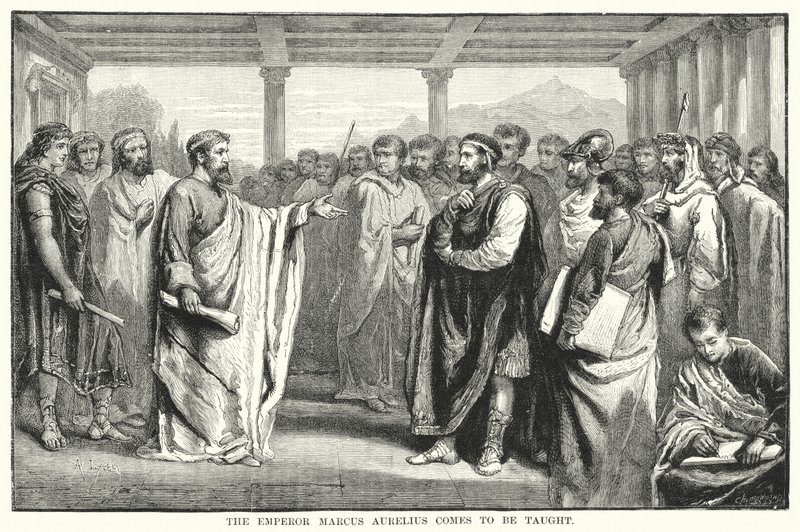 Marcus Aurelius császárt tanítani jön (metszet) alkotó: Auguste Francois (after) Laby
