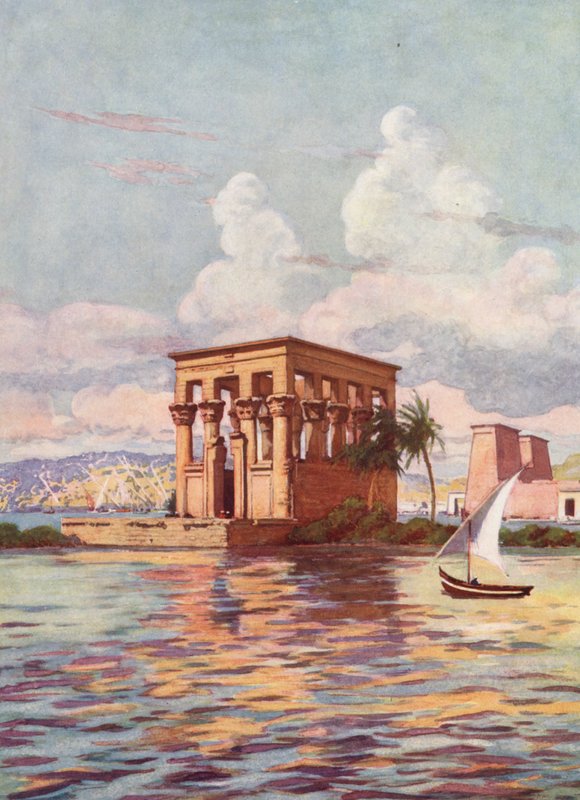 Philae szigetén, Egyiptom (színes litográfia) alkotó: Auguste Gerardin