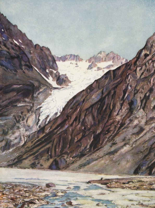 Franciaország: A Glacier Blanc Du Mt Pelvoux (színes litográfia) alkotó: Auguste Gerardin