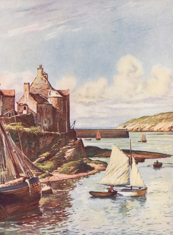 Franciaország: Le Port Du Conquet (színes litográfia) alkotó: Auguste Gerardin