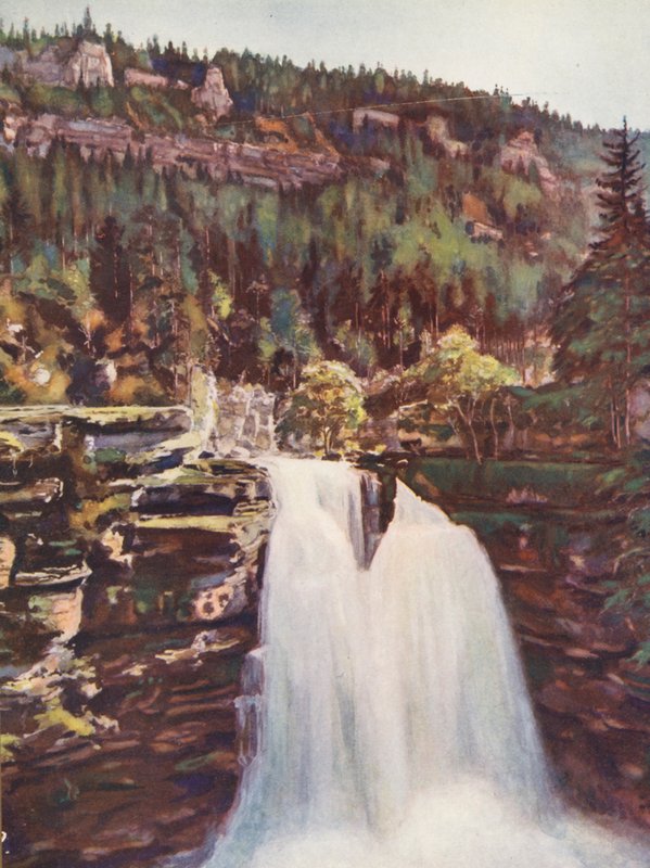 Franciaország: Le Saut Du Doubs (színes litográfia) alkotó: Auguste Gerardin