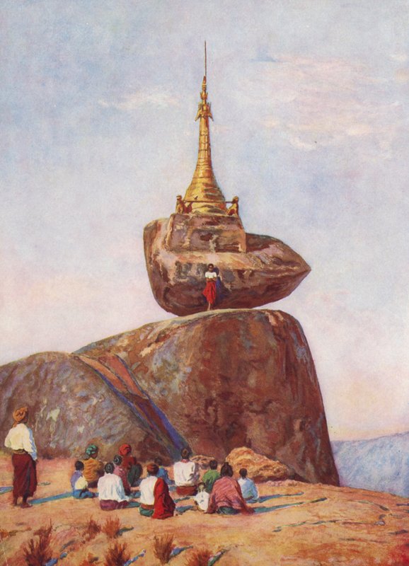 Sampan pagoda, Burma (színes litográfia) alkotó: Auguste Gerardin
