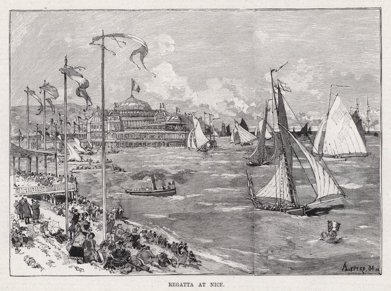 Regatta Nizzában (metszet) alkotó: Auguste Lepere