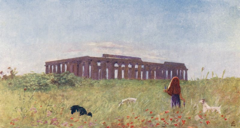 Paestumi bazilika (színes litográfia) alkotó: Augustine Fitzgerald