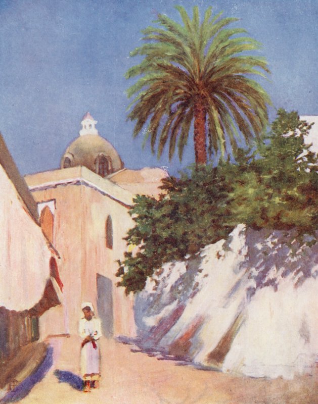 Utca, Capri (színes litográfia) alkotó: Augustine Fitzgerald