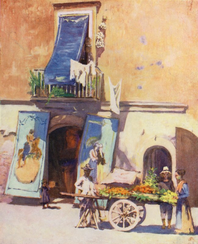 Utcajelenet, Marina, Nápoly (színes litográfia) alkotó: Augustine Fitzgerald