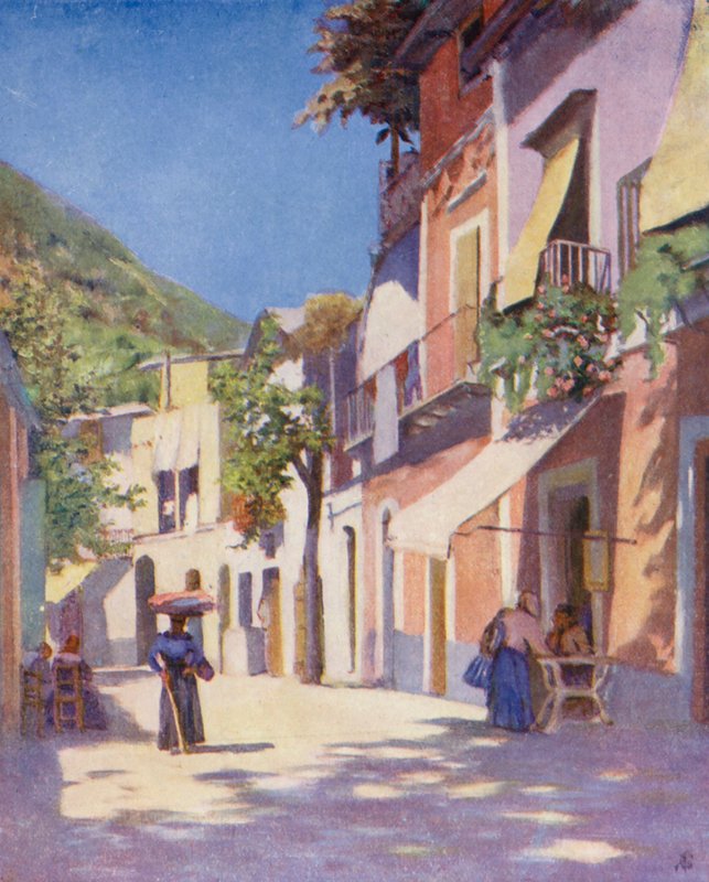 Casamicciola utca, Ischia (színes litográfia) alkotó: Augustine Fitzgerald
