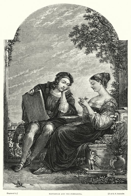 Raffaelle és a Fornarina (metszet) alkotó: Augustus Wall (after) Callcott
