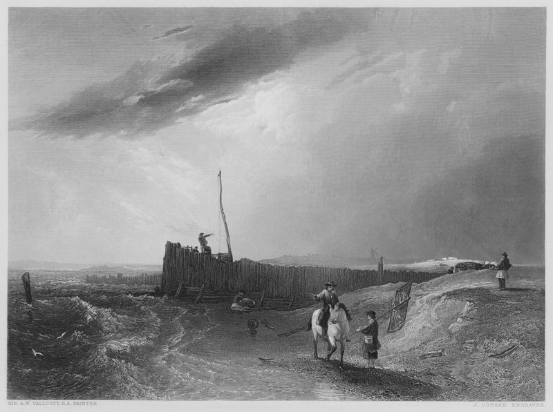 A régi móló Littlehamptonban, a Vernon Gallery képéről (metszet) alkotó: Augustus Wall (after) Callcott