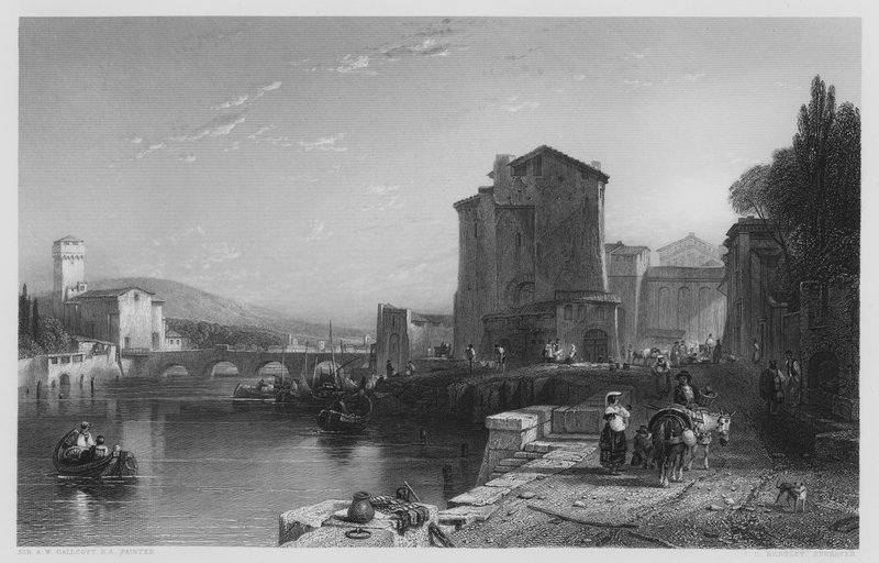 Leghorn kikötője, a Vernon Gallery képéről (metszet) alkotó: Augustus Wall (after) Callcott