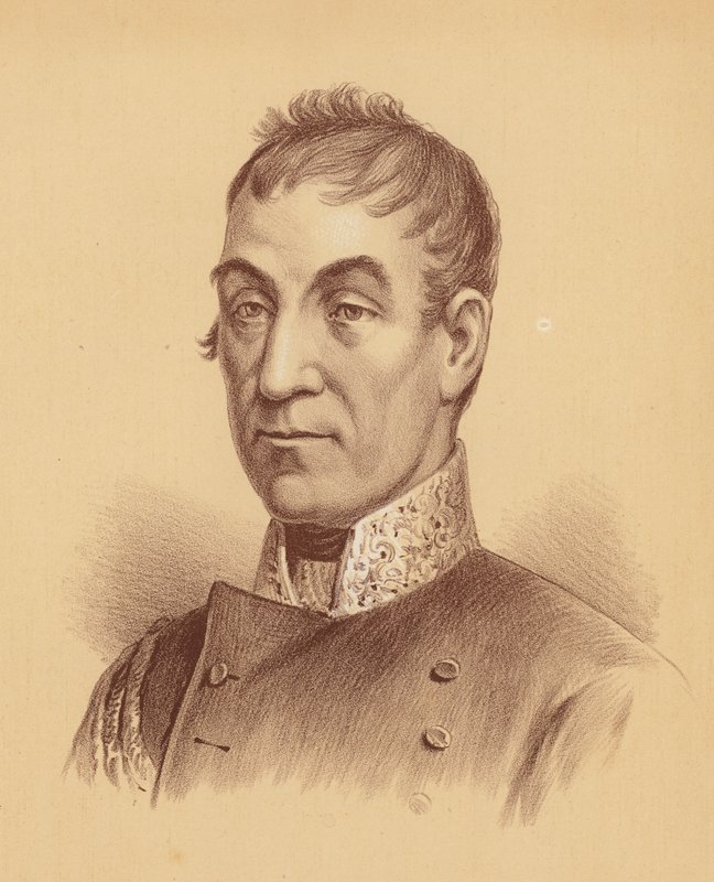 Lachlan Macquarie vezérőrnagy, Új-Dél-Wales ötödik kormányzója (színes litográfia) alkotó: Australian School