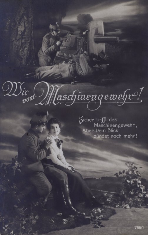 Osztrák géppuskás a csatatéren és kedvesével (f/w fotó) alkotó: Austrian Photographer