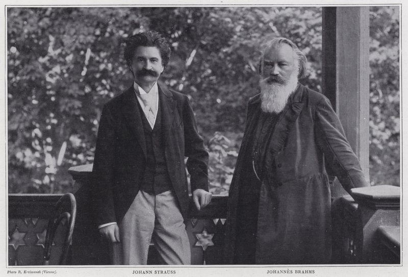 Zeneszerzők Johann Strauss ifjabb és Johannes Brahms, Bécs alkotó: Austrian Photographer