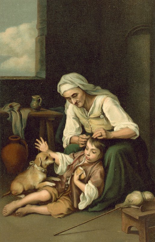 Öregasszony elaltat egy fiút alkotó: after Bartolome Esteban Murillo