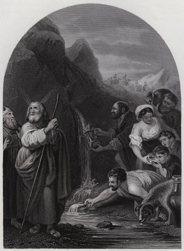 Mózes megüti a sziklát (metszet) alkotó: Bartolome Esteban (after) Murillo