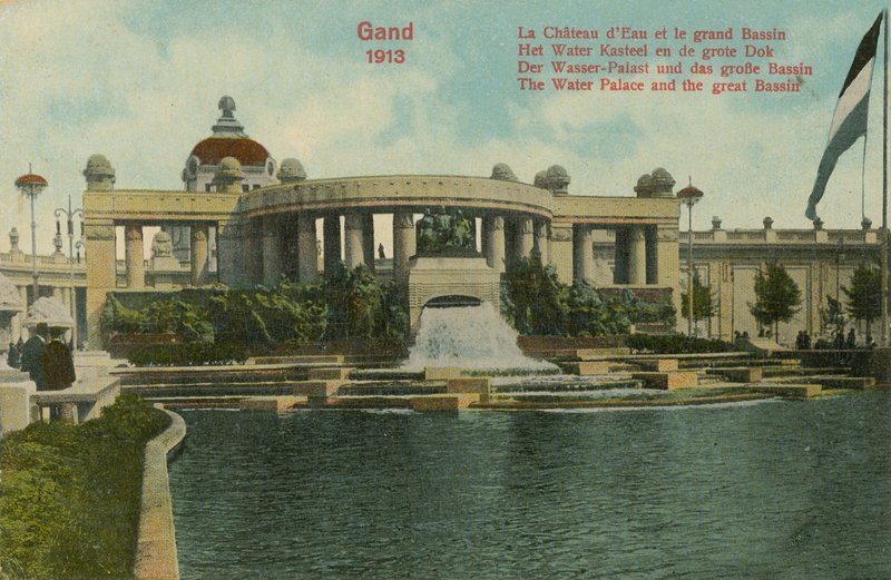 The Water Palace and the Great Basin, Gent, 1913. Képeslap 1913-ban. alkotó: Belgian Photographer