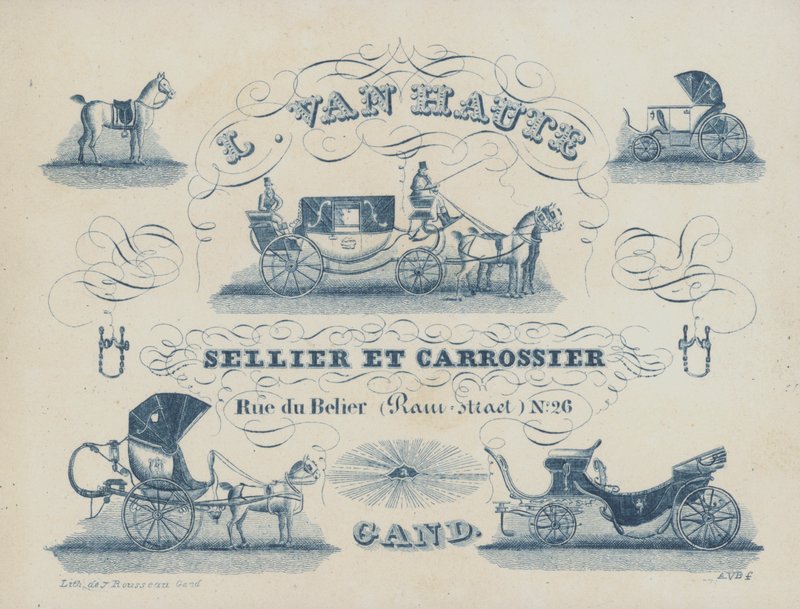 L van Haute, nyerges és karosszériaépítő hirdetése, Gent, Belgium (litho) alkotó: Belgian School
