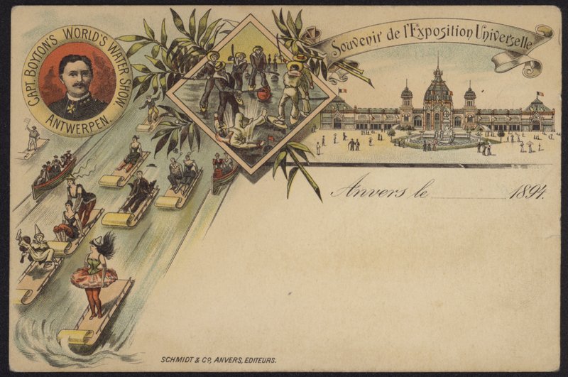 Boyton kapitány vízi világkiállítása, az Exposition Internationale d"Anvers emléktárgya, Antwerpen, Belgium, 1894 alkotó: Belgian School