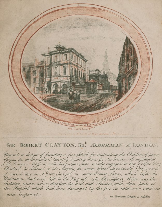 A Matematikai Iskola nyugati frontja, Christs Hospital, 1775 alkotó: Benjamin Green