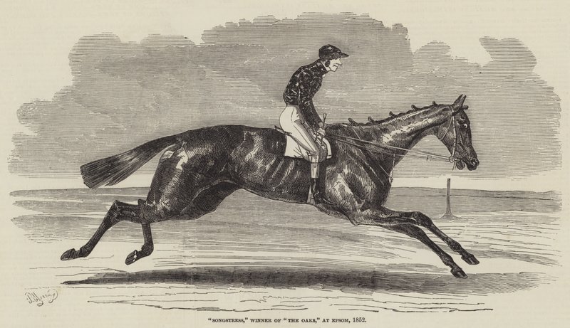 Songstress, a The Oaks győztese, Epsom, 1852 alkotó: Benjamin Herring