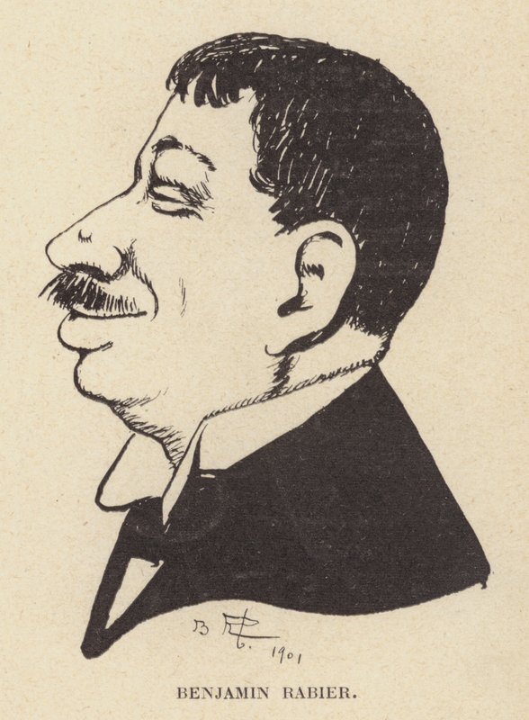 Benjamin Rabier francia karikaturista és illusztrátor karikatúra önarcképe (litho) alkotó: Benjamin Rabier